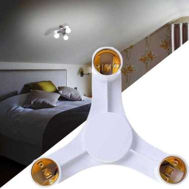 Fitting Lampu Bohlam 3 Cabang - Fitting Lampu Gantung Minimalis Putih