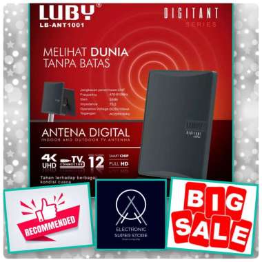 ANTENA TV LED DIGITAL LUBY LB-ANT1001 SMART CHIP 4K UHD INDOOR OUTDOOR ANTENA TV