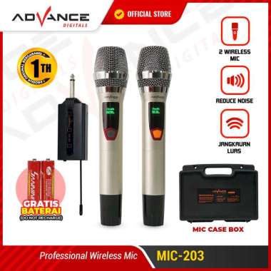 Advance MIC-203 Profesional 2 Mic Wireless Microphone Karoke Mic Speaker I Silver