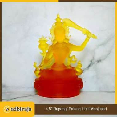 Rupang Patung Manjushri Kristal Kaca (liuli) 4.5"