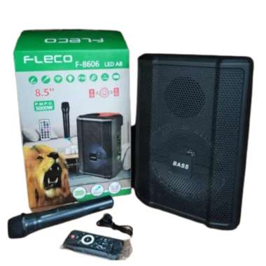 FLECO F-8606AB SPEAKER BLUETOOTH 8'5 INCH SPEAKER KARAOKE FULL BASS FREE MIC WIRELESS KARAOKE + REMO