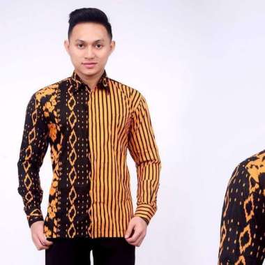 Batik Neetu Store No Brand Slim Fit Print Lengan Panjang Kemeja Batik Pria Kemeja Batik Baju Kemeja
