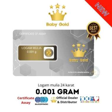 Baby Gold 0,001 GRAM Emas mini Murni Logam Mulia 24 Karat 0,001gr