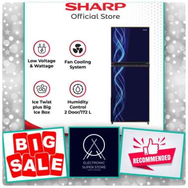 KULKAS 2 PINTU SHARP SJ-197ND SJ197 ND EXTRA LOW WATT SUPER FAST COOLING KULKAS