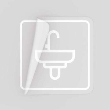 Wastafel Area Sign Sticker - Stiker - Washtafel - Wall Sticker Putih