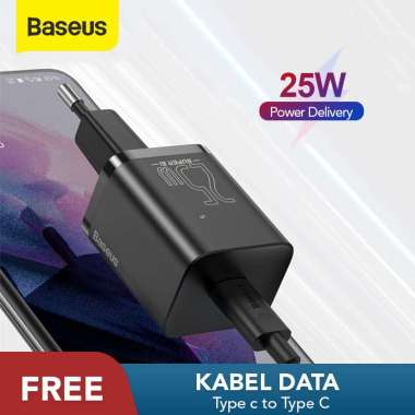 KEPALA CHARGER TYPE C PD BASEUS QUICK CHARGER 25W SAMSUNG XIAOMI PAD - Hitam