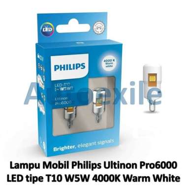 Philips Lampu Halogen LED T10 W5W 4000K 6000K 6500K Amber Putih Merah Bola Bohlam Motor Mobil Pro600
