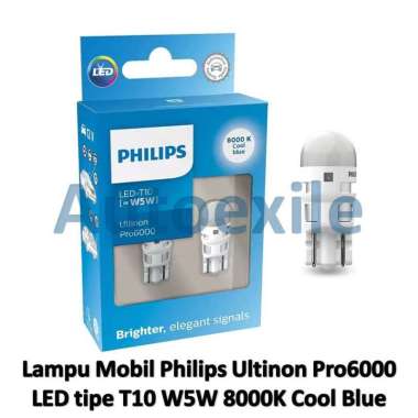 Philips Lampu Halogen LED T10 W5W 4000K 6000K 6500K Amber Putih Merah Bola Bohlam Motor Mobil Pro600