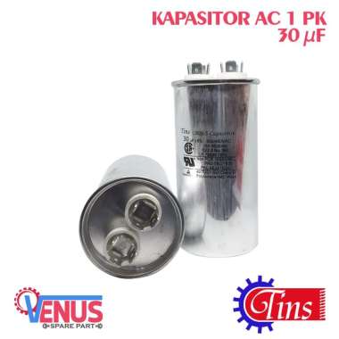 Kapasitor AC Sharp 1 PK Capasitor Tins 30 uF Body Aluminium Awet Berkualitas Silver