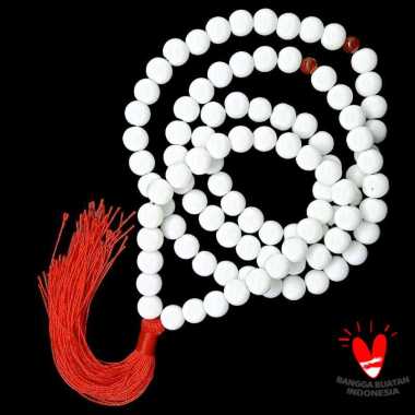 Tasbih Budha 108 Butir Batu Giok 12mm - 13mm - VeE Kalung Tasbeh Buddha Putih 13mm