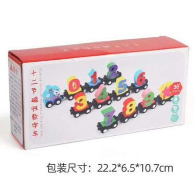 Magnetic Number Car Wooden Train Toys Montessori Toys Mainan Kereta Number Warna