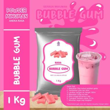 Bubuk Serbuk Minuman Rasa Permen Karet Pink Bubuk Minuman Kekinian 1Kg Instan Drink Permen Karet Fla