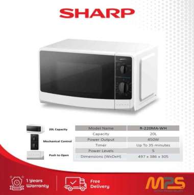 Microwave Sharp R 220MA WH - 20 Liter - Garansi Resmi Sharp