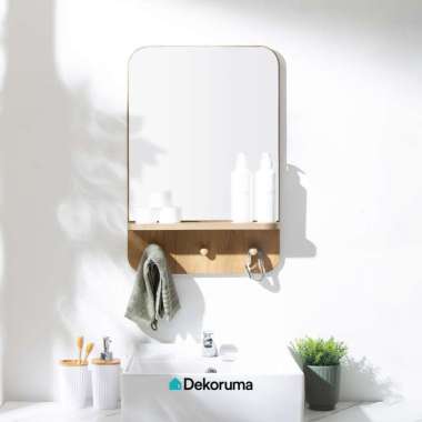 Dekoruma MIKA Cermin Dinding Kayu dengan Ambalan 40x60 cm