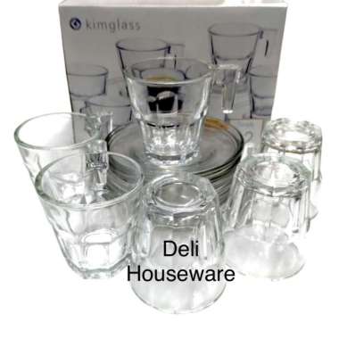 Gelas Cangkir Piring Expresso /Cangkir Set Mini Kimglass / Gelas Latte