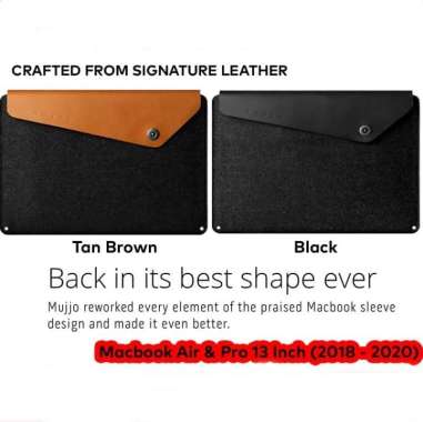 Macbook AIr 13 / Macbook Pro 13 (2018-2020) MUJJO Premium Leather Black