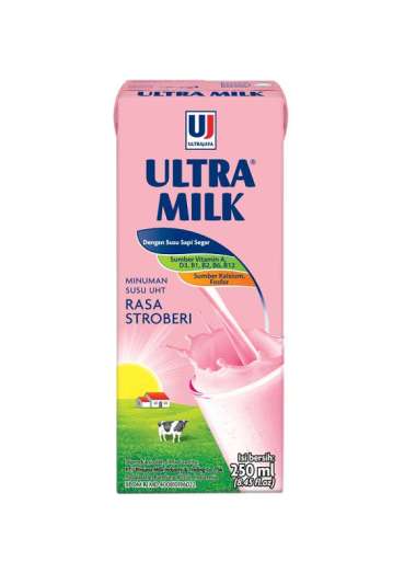 susu uht ultra milk strawberry 250ml