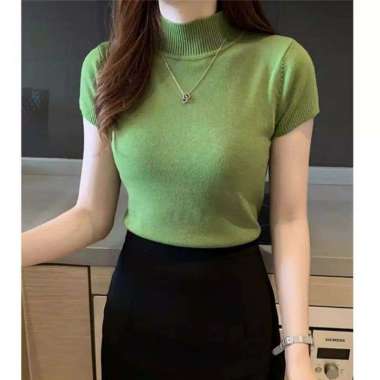Turtleneck Carenina RIB | CARENINA RAJUT ASLI / KAOS TURTLE NECK WANITA Semua Ukuran H Avocado Rajut