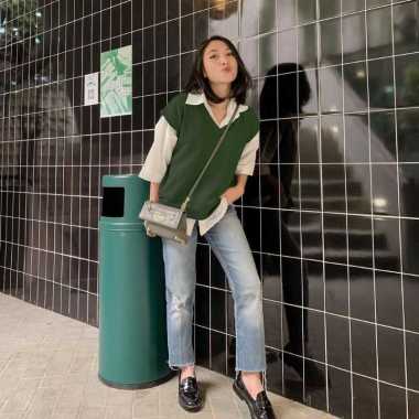 SYIFA VEST BASIC | VEST ROMPI OUTER WANITA | MITA VEST KNIT Semua Ukuran Hijau Botol