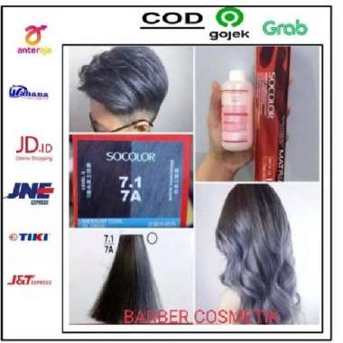 matrix socolor 7.1 medium cool + oxidant, pewarna rambut