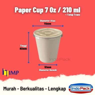 Paper Cup 7 Oz / 210ml + Tutup @50 Pcs / Gelas Kertas Jasuke