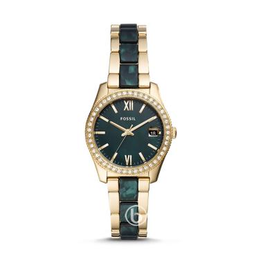 FOSSIL Scarlette Mini Two Tone Acetate Strap Original Jam Tangan Wanita Gold Green