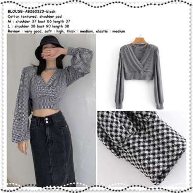 AB260323 Baju Atasan Wanita Crop Top Blouse Choker Korea Import