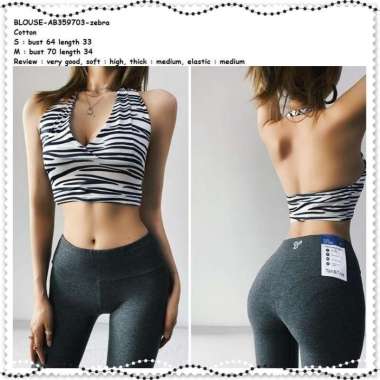 AB359703 Halter Neck Sport Top Bra Crop Tank Top Zebra Korea Import