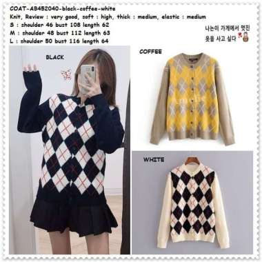 AB452040 Diamond Cardigan Rajut Kardigan Jaket Wanita Korea Import