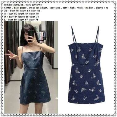 AB562651 Summer Mini Dress Kupu Tali Pesta Pantai Wanita Korea Import