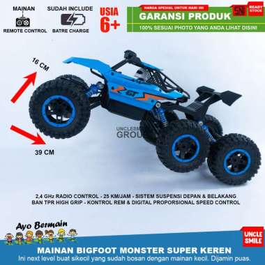 Mainan Remote Control Bigfoot Monster Mobil Jeep SUV ATV Off Road Biru