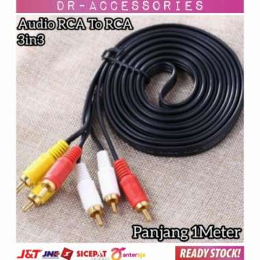 Kabel Aux RCA To RCA Kabel Audio Stereo 3in3 Panjang 1Meter