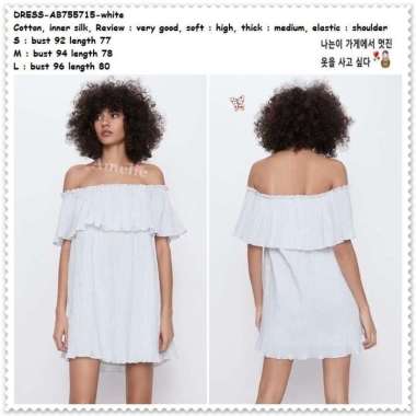 AB755715 Summer Casual Mini Dress Sabrina Putih Wanita Korea Import