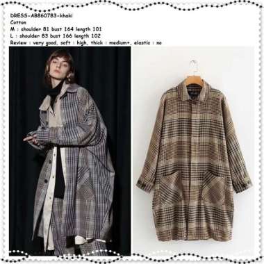 AB860783 Long Coat Mini Dress Kemeja Blazer Kotak Panjang Korea Import