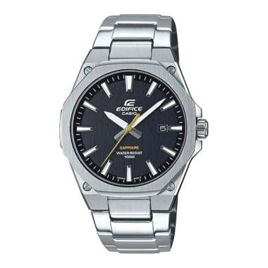 CASIO Edifice Sapphire Glass Octagon Slim Case Original EFR-108 Jam Tangan Pria Black Silver