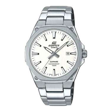 CASIO Edifice Sapphire Glass Octagon Slim Case Original EFR-108 Jam Tangan Pria White Silver