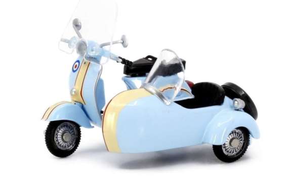 Tiny Miniatur Vespa Scooter Sidecar Skala 1:64 ATC35036