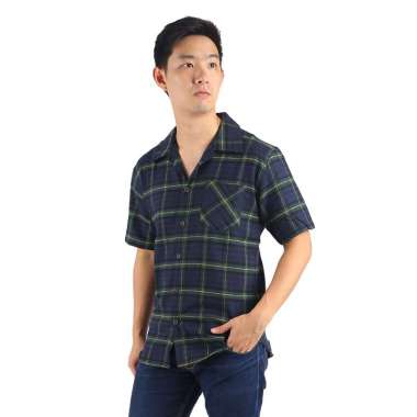 Elfs Kemeja Pria Hawaii Flanel Cuban Shirt Outfit Pantai Kuning Tua XL
