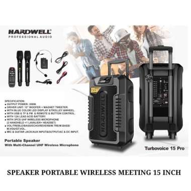 Speaker Portable HARDWELL TURBOVOICE 15 PRO USB Bluetooth Free Tripod