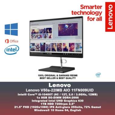Lenovo AIO V50a 11FN009UID i5-10400T 8GB 1TB Win10Home 21.5 FHD