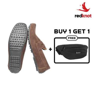 Redknot Stoboard Coklat Sepatu Loafers Pria Murah BONUS Waistbag 42