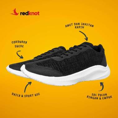 Redknot Asmos Hitam | Sepatu Sneakers Pria | Sepatu Olahraga Unisex 43 Hitam