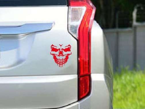 Stiker Siluet Wajah Tengkorak Skull Face Mobil Motor Laptop Helm Kaca
