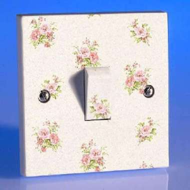 Stiker Tombol Lampu Saklar Rose Shabby Chic Gray Mawar Wall Sticker