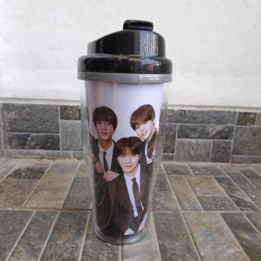 Tumbler Botol Minum Plastik BTS Putih Korea Kpop Fans Club Souvenir