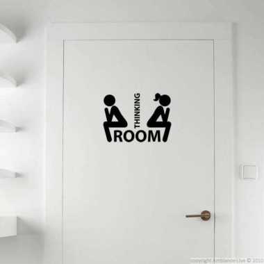 Tanda Stiker Kamar Mandi/Toilet Transparan Unik Lucu Thingking Room