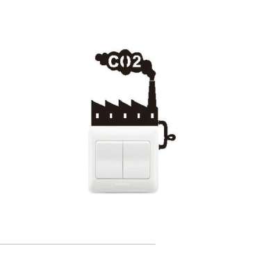 Wallstiker Lampu CO2 Polusi Dekorasi Saklar Tombol Lampu Rumah Cafe