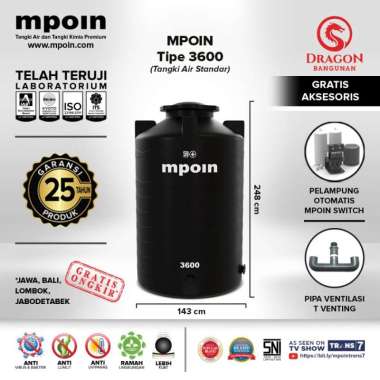 TOREN / TANDON / TANGKI AIR MPOIN PLUS 3600 / MPOIN WAVE 3600 HITAM