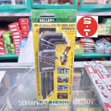 KUNCI L PANJANG BALLPOINT BALL POINT HEX KEY SET 9PCS SELLERY 58-531