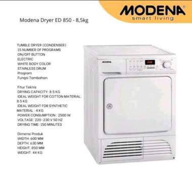 Modena CALDO ED 850 Pengering Pakaian [8,5 Kg] - Putih